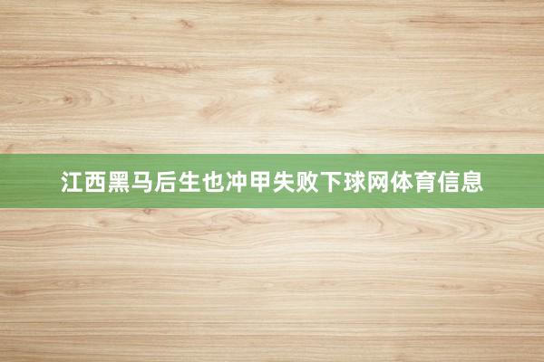 江西黑马后生也冲甲失败下球网体育信息