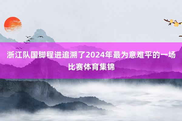 浙江队国脚程进追溯了2024年最为意难平的一场比赛体育集锦