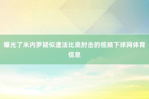 曝光了米内罗疑似遭法比奥肘击的视频下球网体育信息