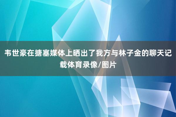 韦世豪在搪塞媒体上晒出了我方与林子金的聊天记载体育录像/图片