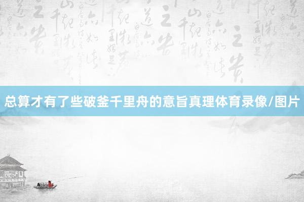 总算才有了些破釜千里舟的意旨真理体育录像/图片