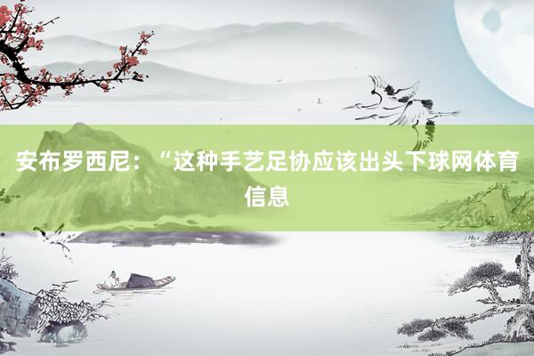 安布罗西尼：“这种手艺足协应该出头下球网体育信息