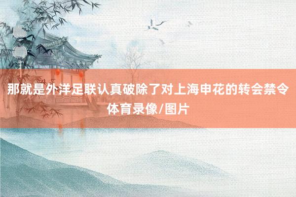 那就是外洋足联认真破除了对上海申花的转会禁令体育录像/图片