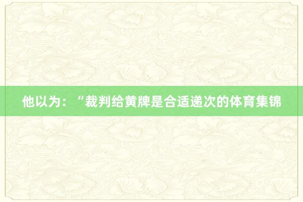 他以为：“裁判给黄牌是合适递次的体育集锦