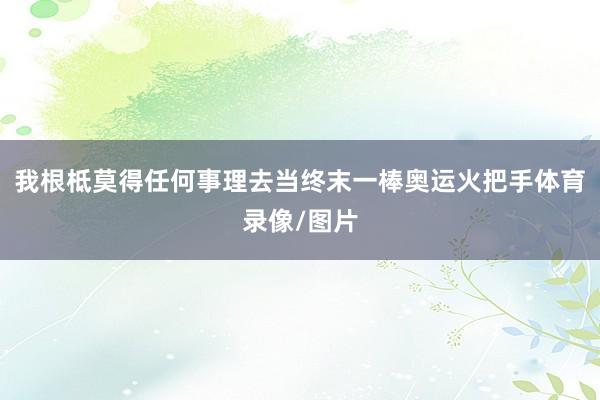 我根柢莫得任何事理去当终末一棒奥运火把手体育录像/图片