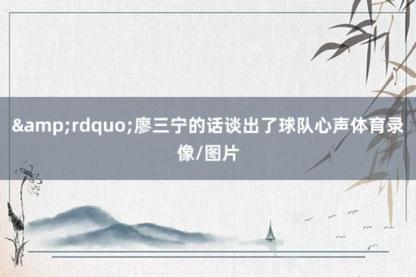 &rdquo;廖三宁的话谈出了球队心声体育录像/图片