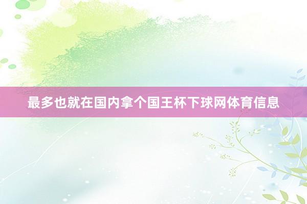 最多也就在国内拿个国王杯下球网体育信息