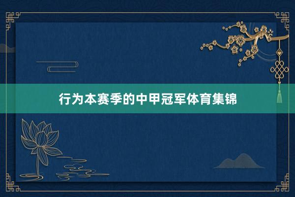 行为本赛季的中甲冠军体育集锦